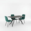 SET TAVOLINE NGRENIE "EZALI" ZEZE 140X80 CM+4 KARRIGE "NOOR" JESHILE